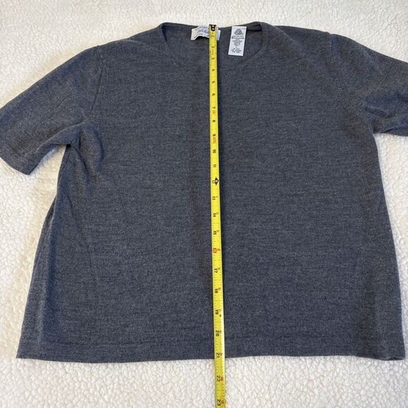 Lord & Taylor Italian Merino Wool Sweater Short Sleeve Grey Size Large - Picture 6 of 6